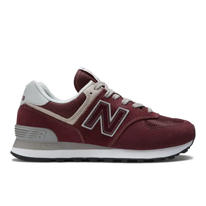  Women's Classic 574 Burgundy with White Lifestyle Sneaker  