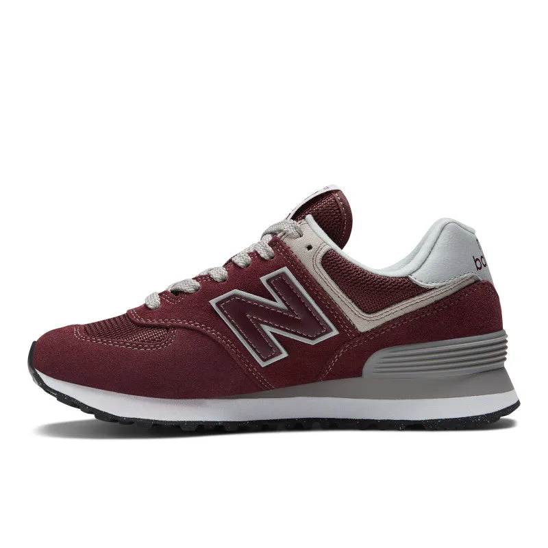  Women's Classic 574 Burgundy with White Lifestyle Sneaker  