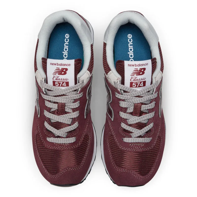  Women's Classic 574 Burgundy with White Lifestyle Sneaker  