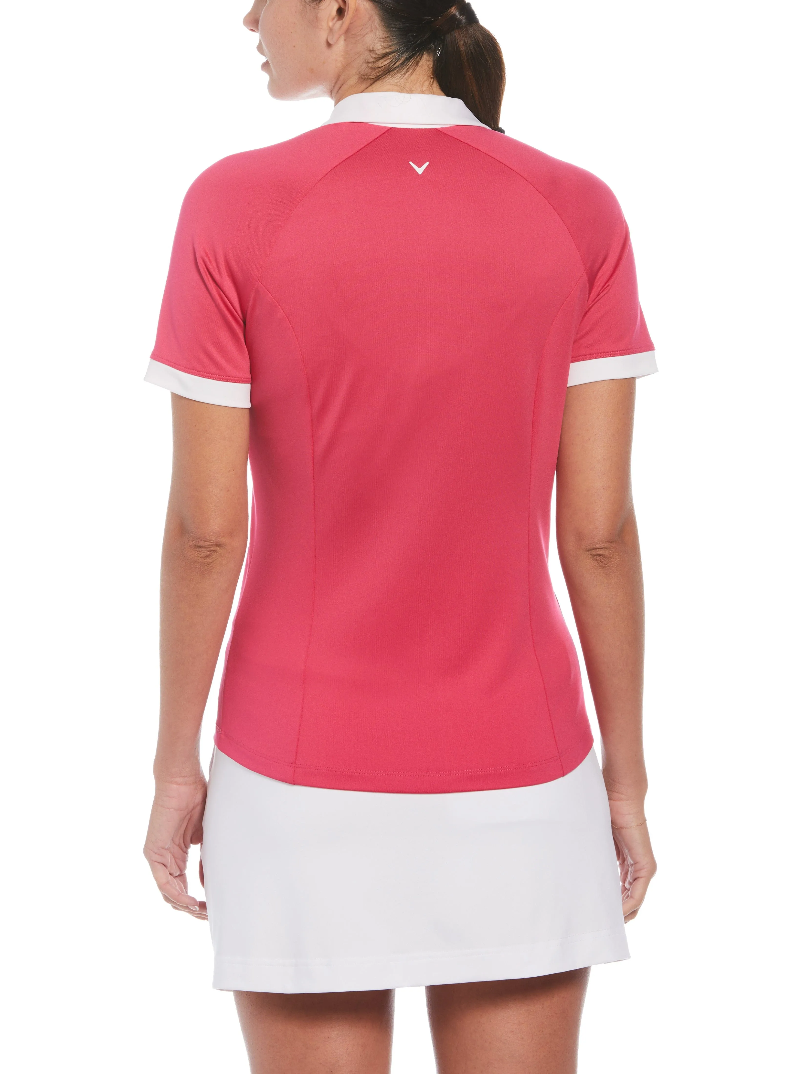 Womens Color Block V-Placket Golf Polo