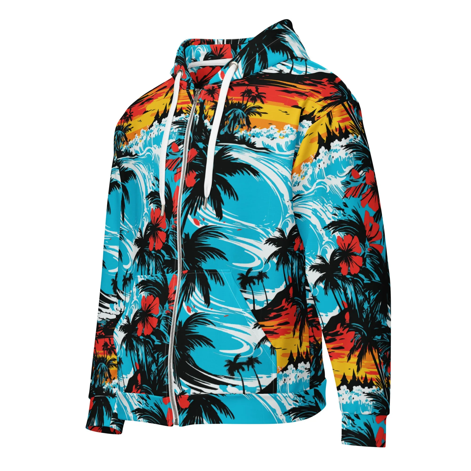 Womens Zip Hoodie - Sunset Waves 001