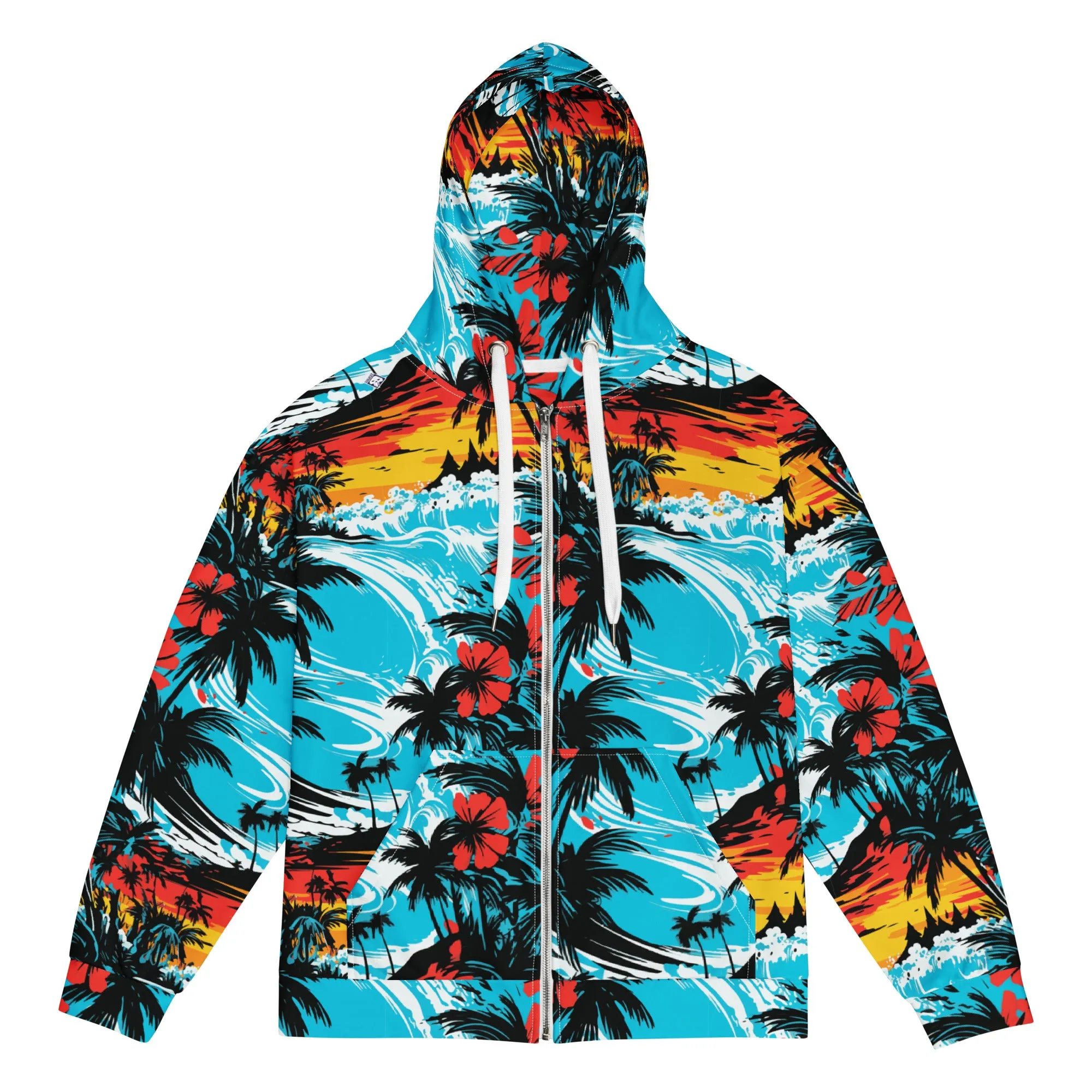 Womens Zip Hoodie - Sunset Waves 001