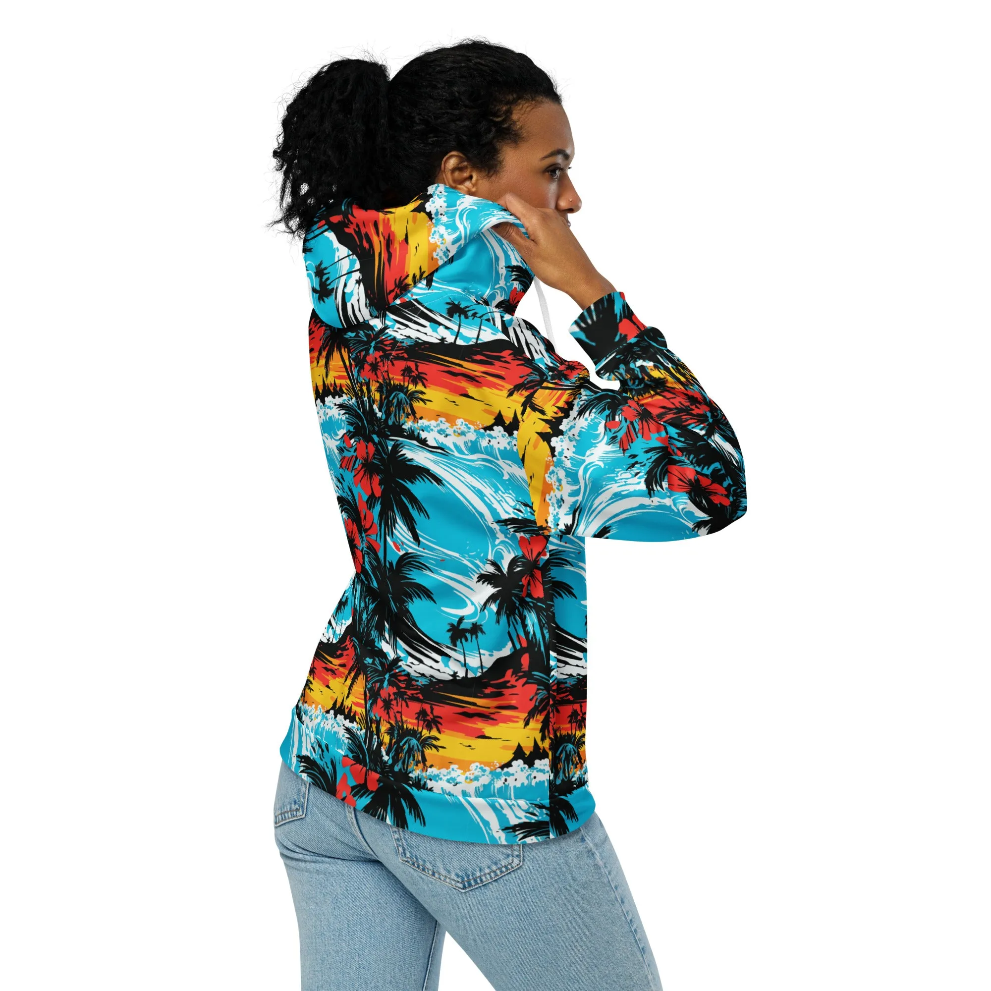 Womens Zip Hoodie - Sunset Waves 001