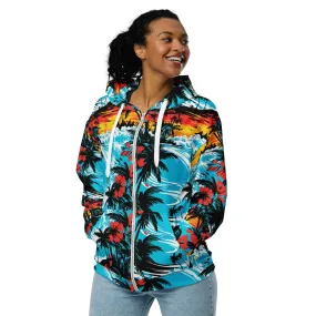 Womens Zip Hoodie - Sunset Waves 001