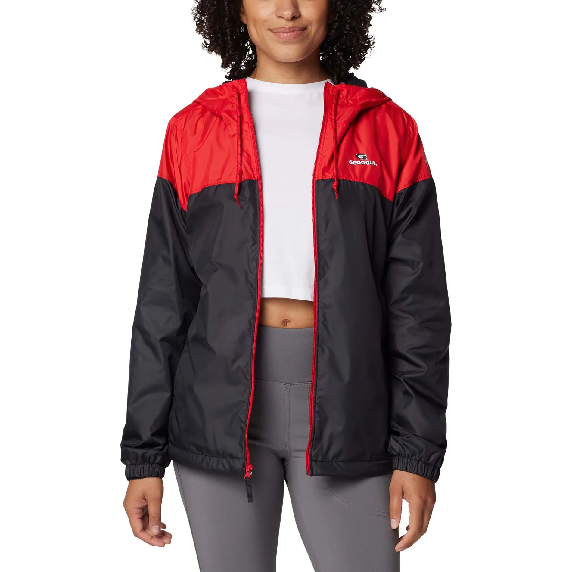 Women's Columbia Red/Black Georgia Bulldogs Flash Forward Full-Zip Hoodie Windbreaker Jacket