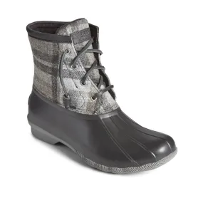 Women's Sperry Saltwater Wool Plaid Duck Boot - Charcoal